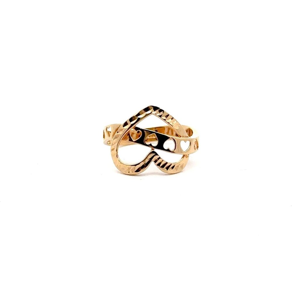 18K Gold Ring Heart Women Size 7.5